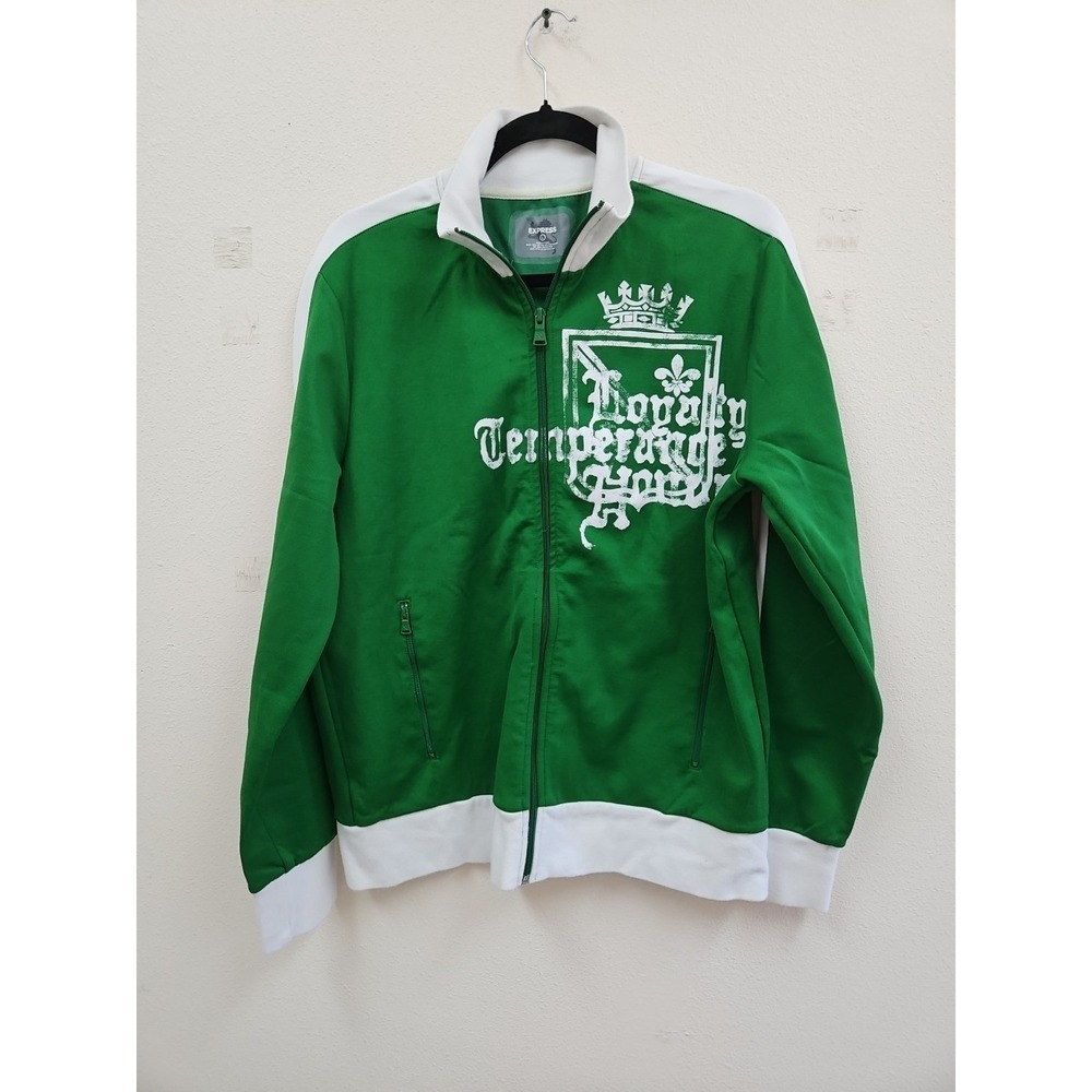 Express Mens Large Track Jacket 100% Cotton Zip Up Zip Pockets